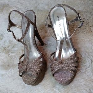 Chinese Laundry gold glitter heels